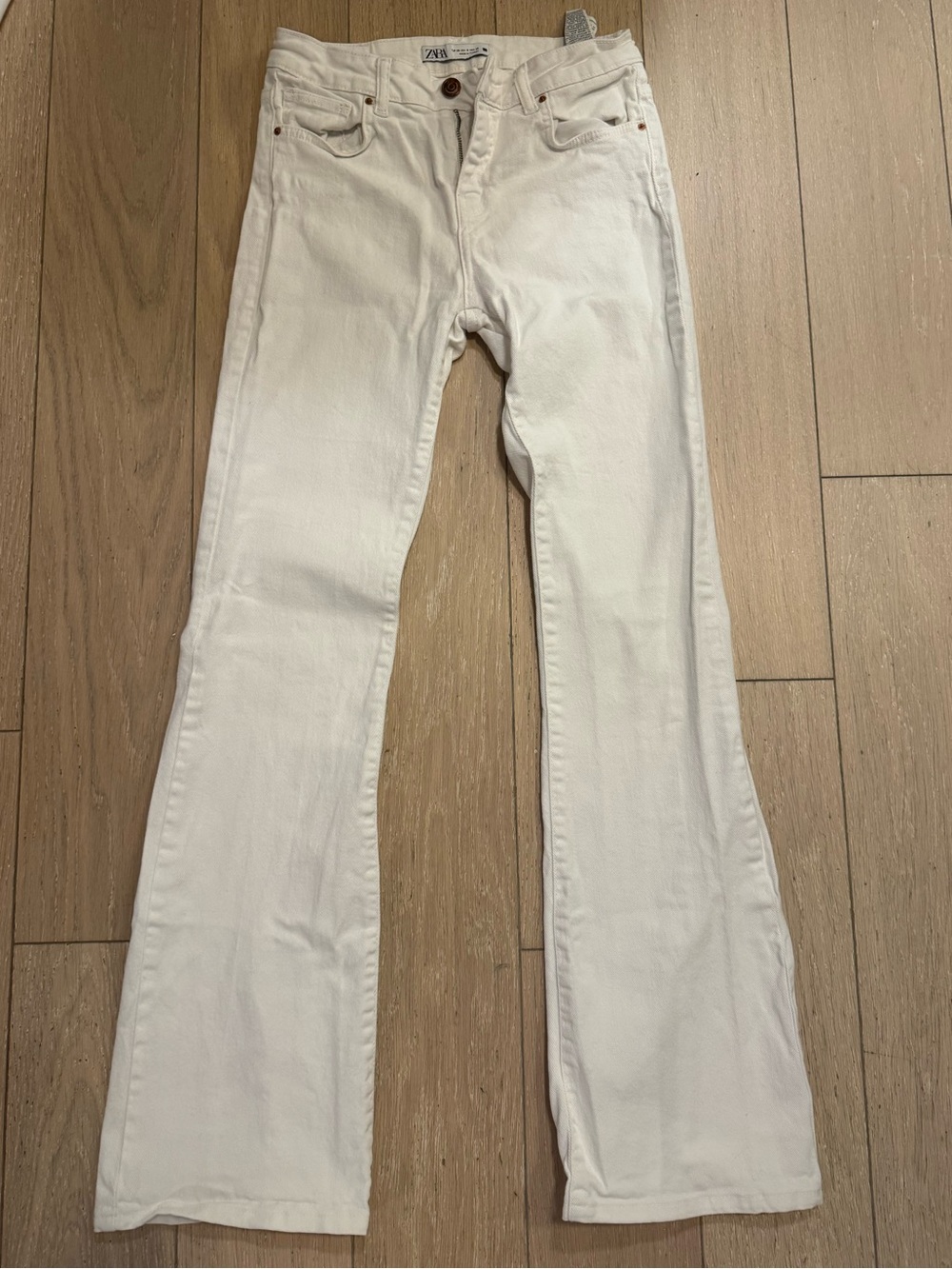 Zara Bootcut White Pants With Slit
